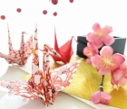 ひなまつり　鶴の折り紙　梅